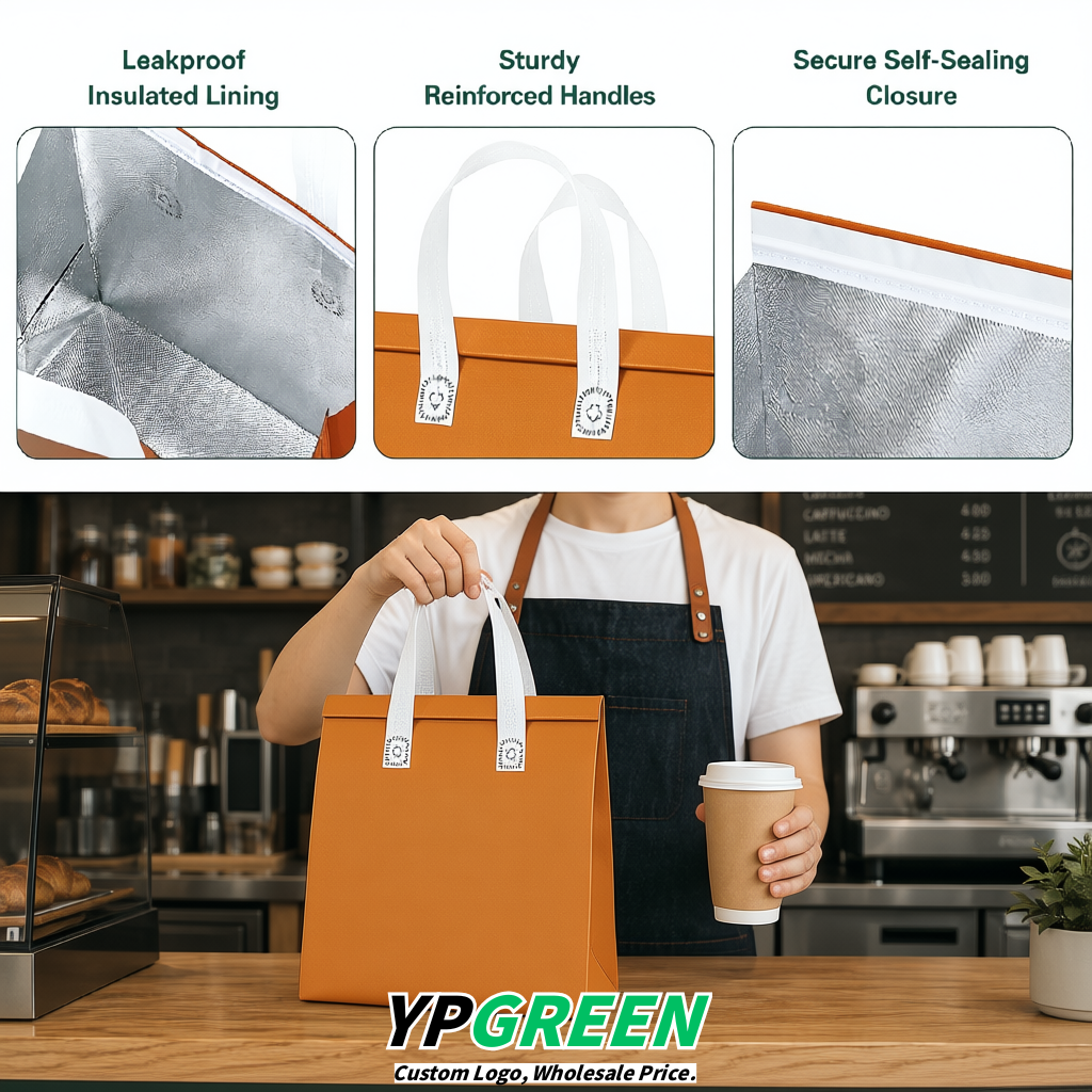 Amber 4-Cup insulated take away bags wholesale 9.5 x 9.5 x 6 inches for Hot & Cold Drink Delivery