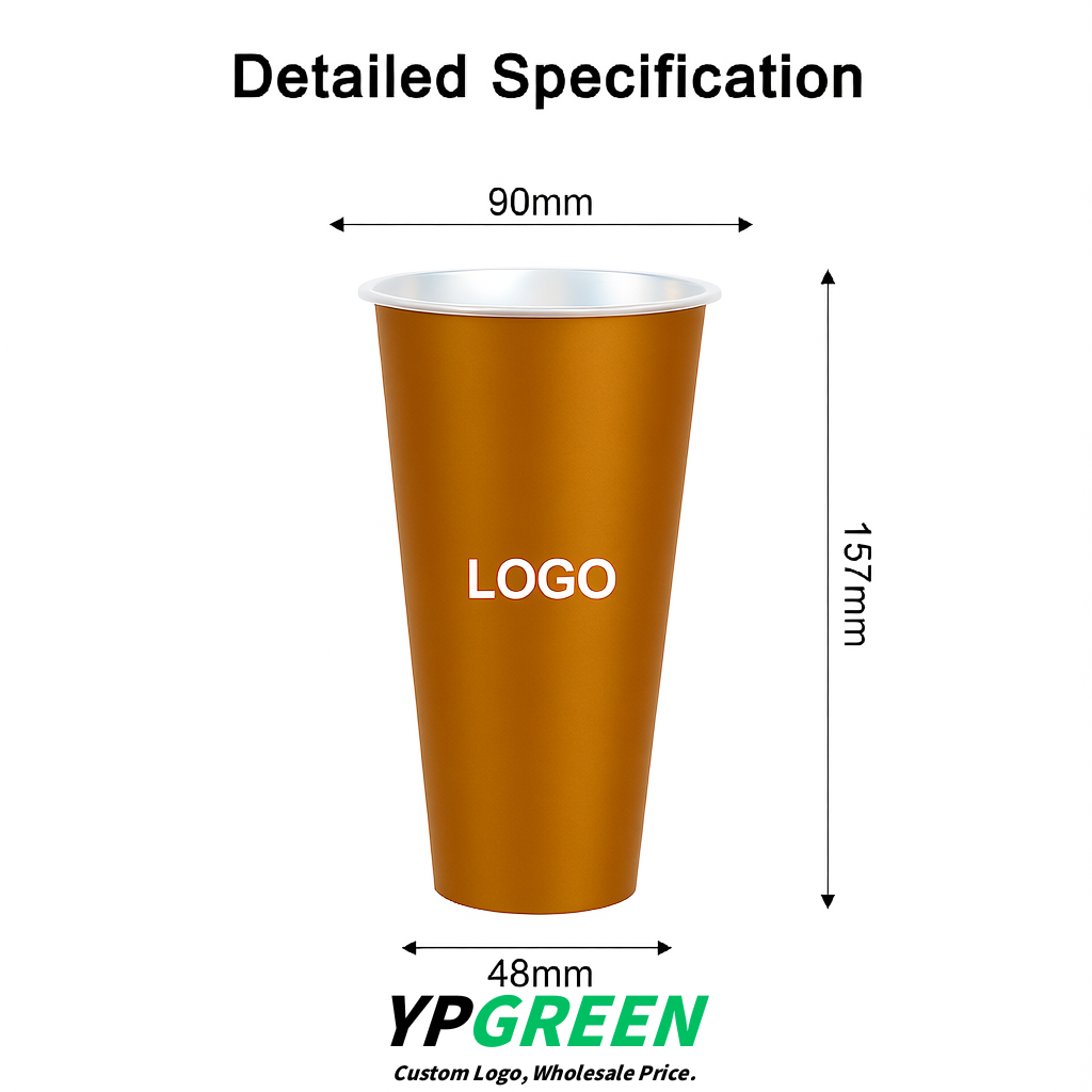 Amber Matte Metal Film In-mold Labeling PP Injection Cup For Hot & Cold Drink