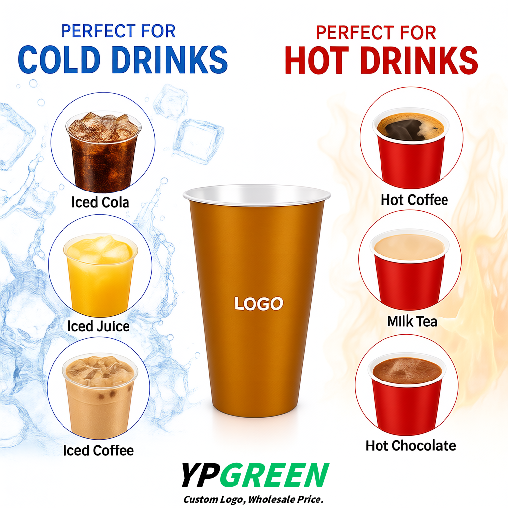 Amber Matte Metal Film In-mold Labeling PP Injection Cup For Hot & Cold Drink