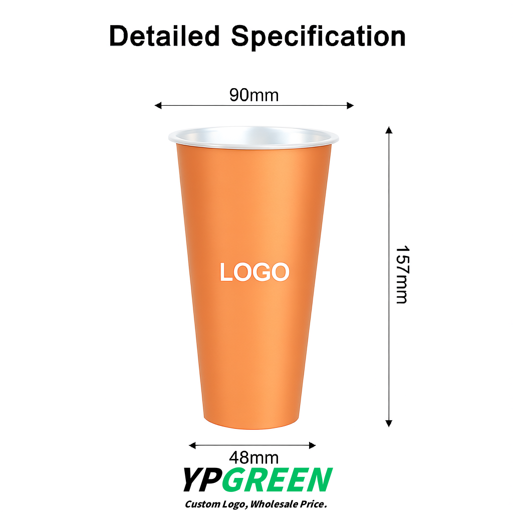 Apricot Matte Metal Film In-mold Labeling PP Injection Cup For Hot & Cold Drink