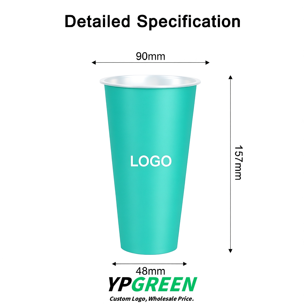 Aquamarine Matte Metal Film In-mold Labeling PP Injection Cup For Hot & Cold Drink