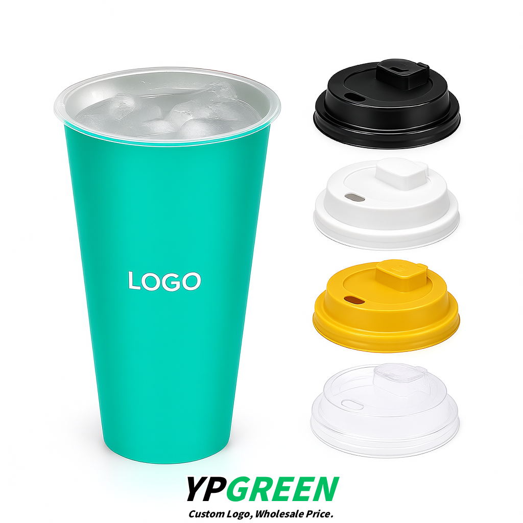 Aquamarine Matte Metal Film In-mold Labeling PP Injection Cup For Hot & Cold Drink