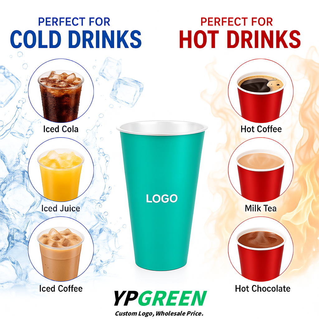 Aquamarine Matte Metal Film In-mold Labeling PP Injection Cup For Hot & Cold Drink
