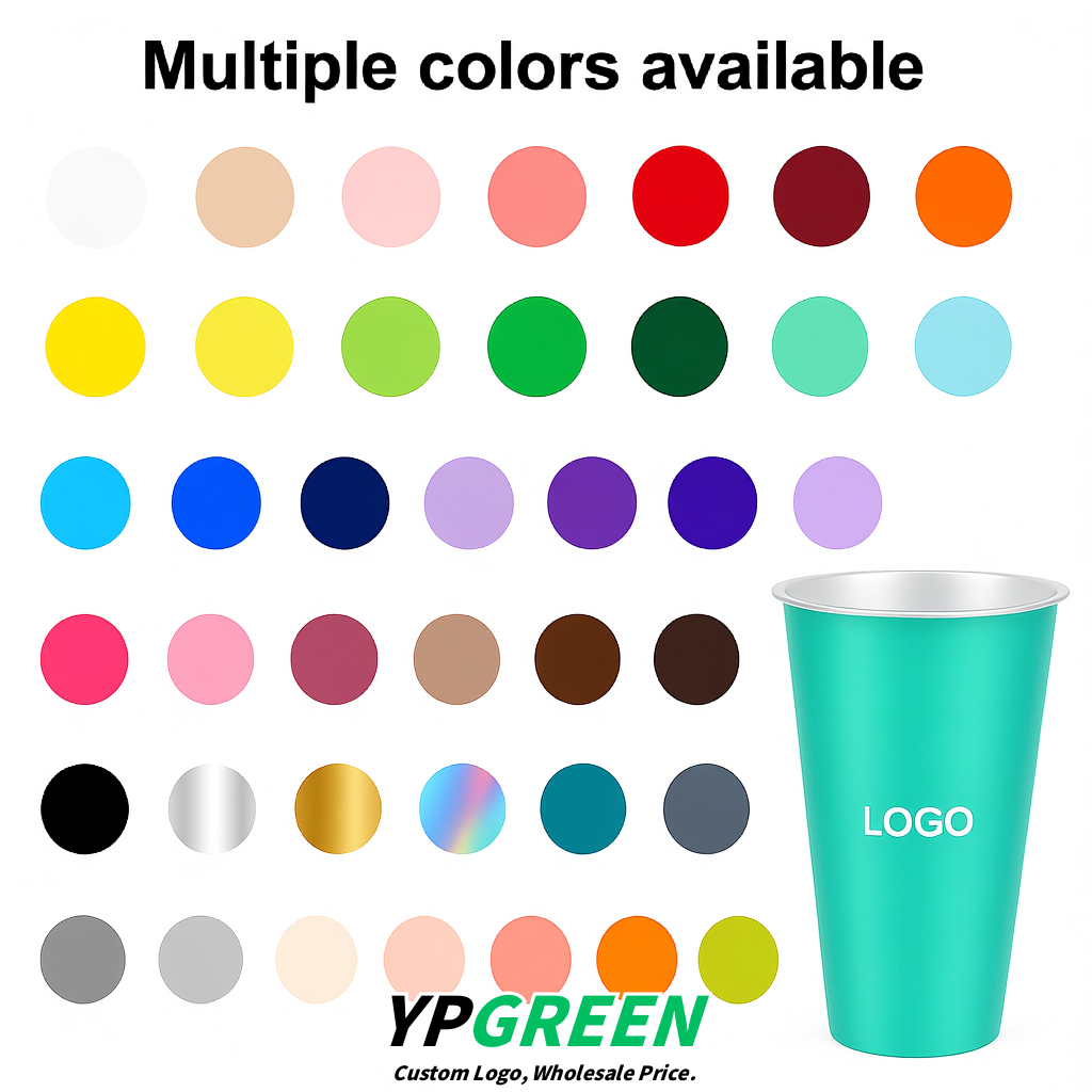 Aquamarine Matte Metal Film In-mold Labeling PP Injection Cup For Hot & Cold Drink
