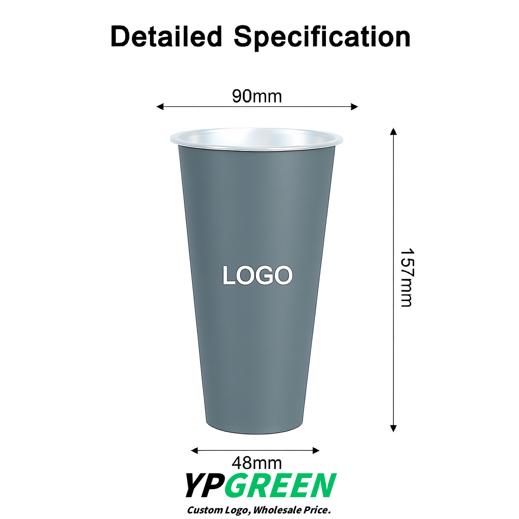 Aurora Gray Matte Metal Film In-mold Labeling PP Injection Cup For Hot & Cold Drink