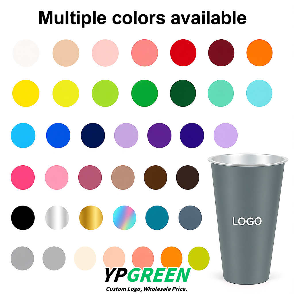 Aurora Gray Matte Metal Film In-mold Labeling PP Injection Cup For Hot & Cold Drink