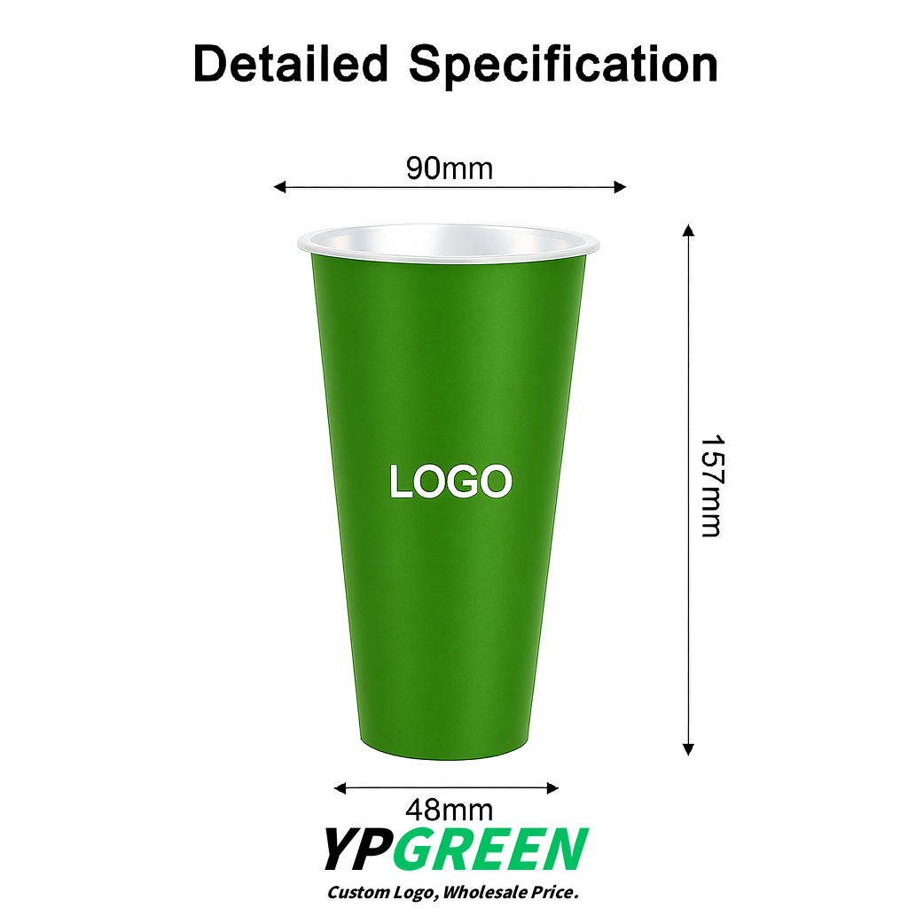 Avocado Green Matte Metal Film In-mold Labeling PP Injection Cup For Hot & Cold Drink