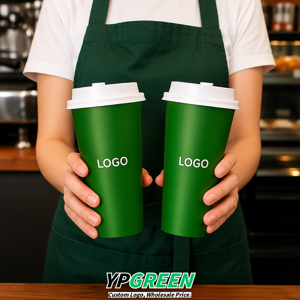 Avocado Green Matte Metal Film In-mold Labeling PP Injection Cup For Hot & Cold Drink
