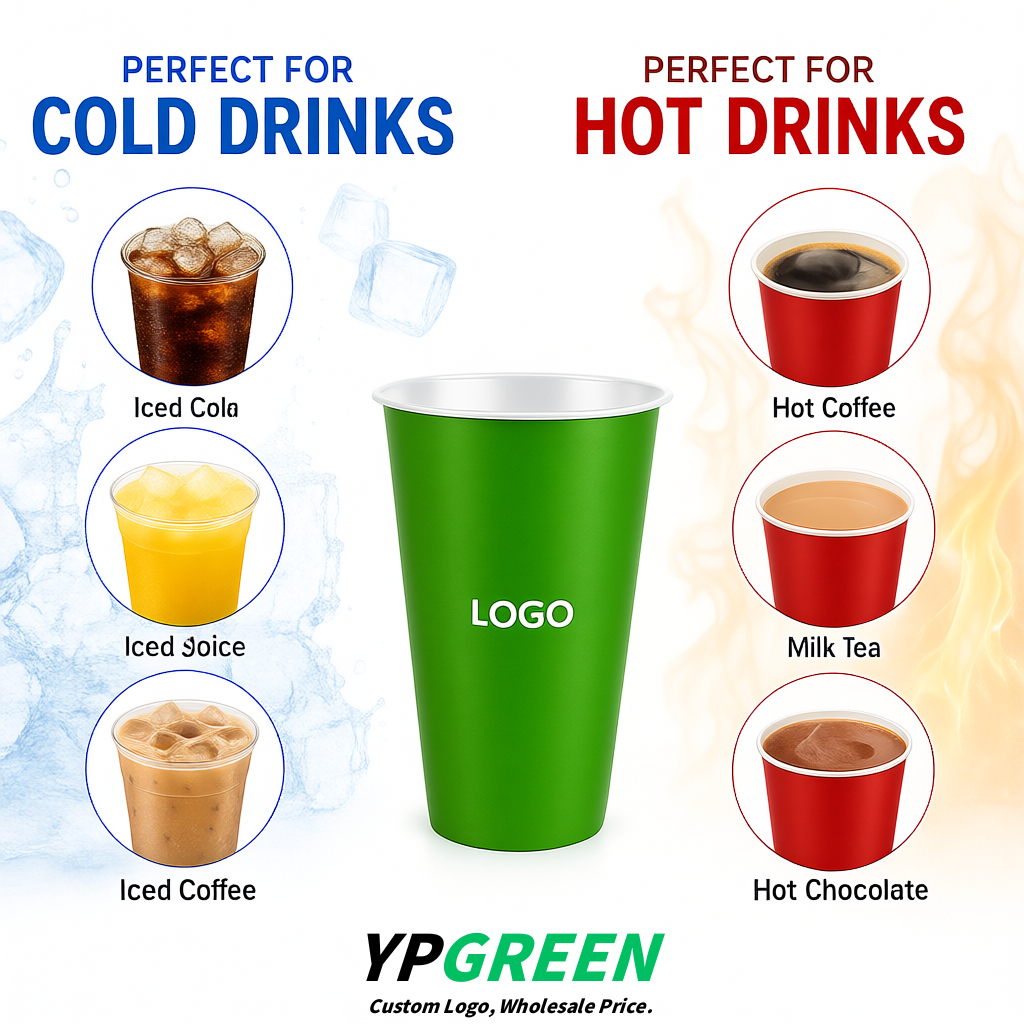 Avocado Green Matte Metal Film In-mold Labeling PP Injection Cup For Hot & Cold Drink