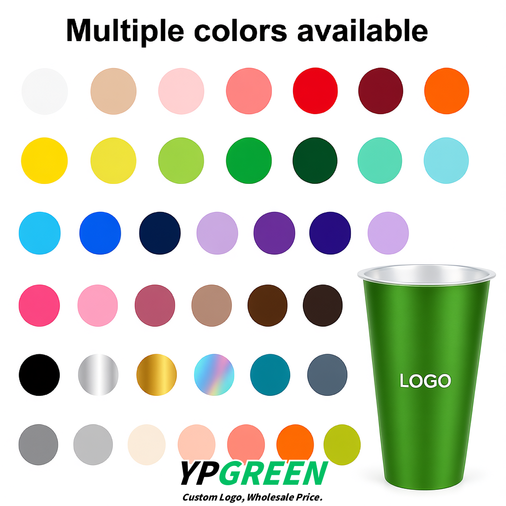 Avocado Green Matte Metal Film In-mold Labeling PP Injection Cup For Hot & Cold Drink