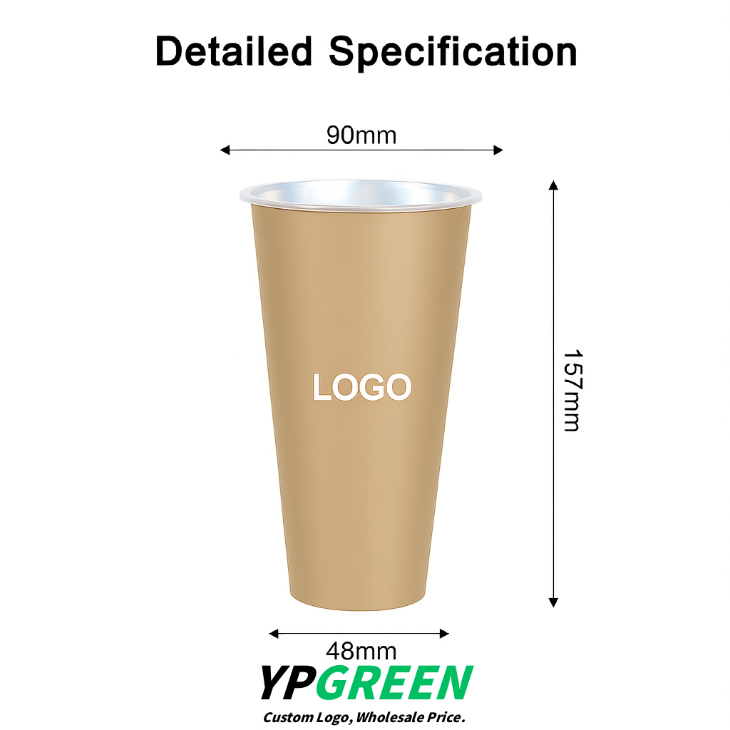 Beige Matte Metal Film In-mold Labeling PP Injection Cup For Hot & Cold Drink