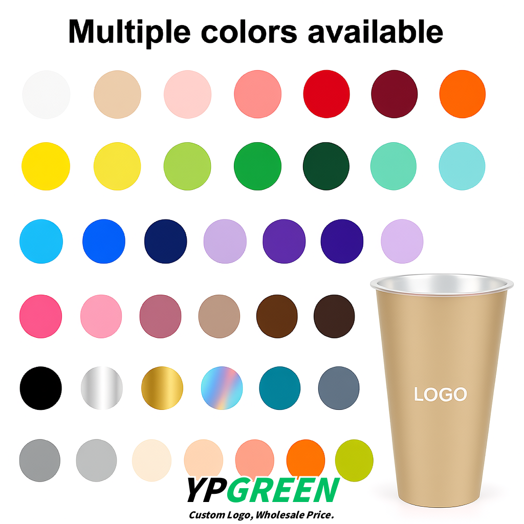 Beige Matte Metal Film In-mold Labeling PP Injection Cup For Hot & Cold Drink