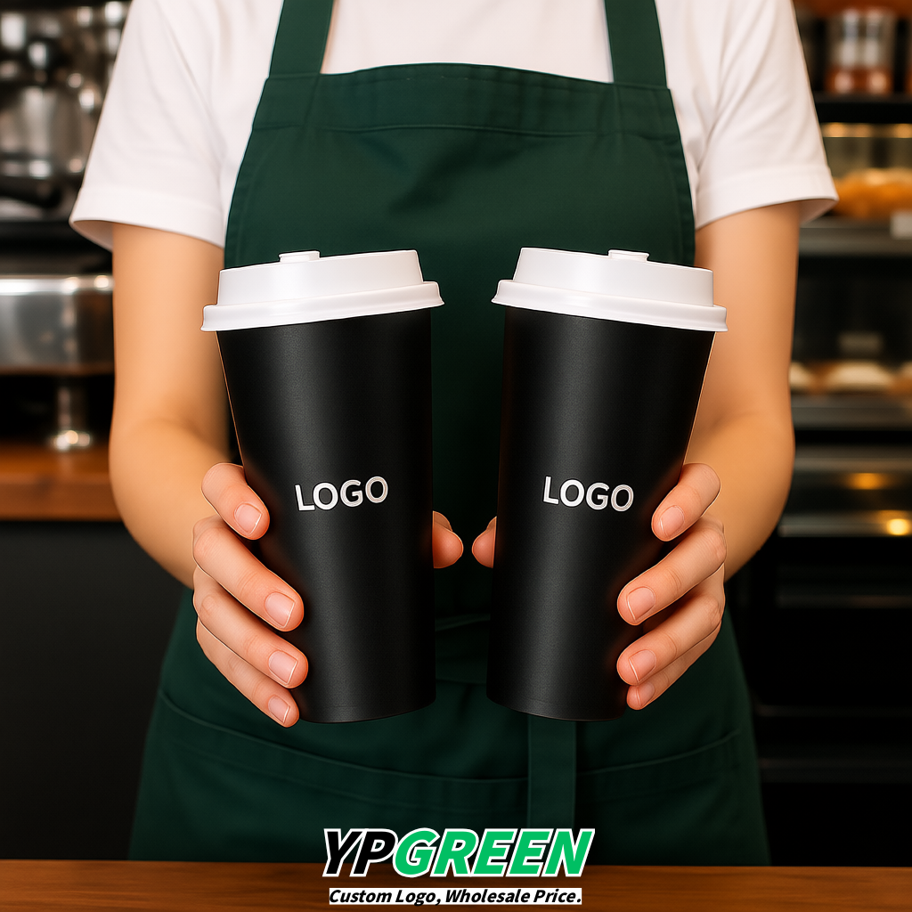 Black Matte Metal Film In-mold Labeling PP Injection Cup For Hot & Cold Drink