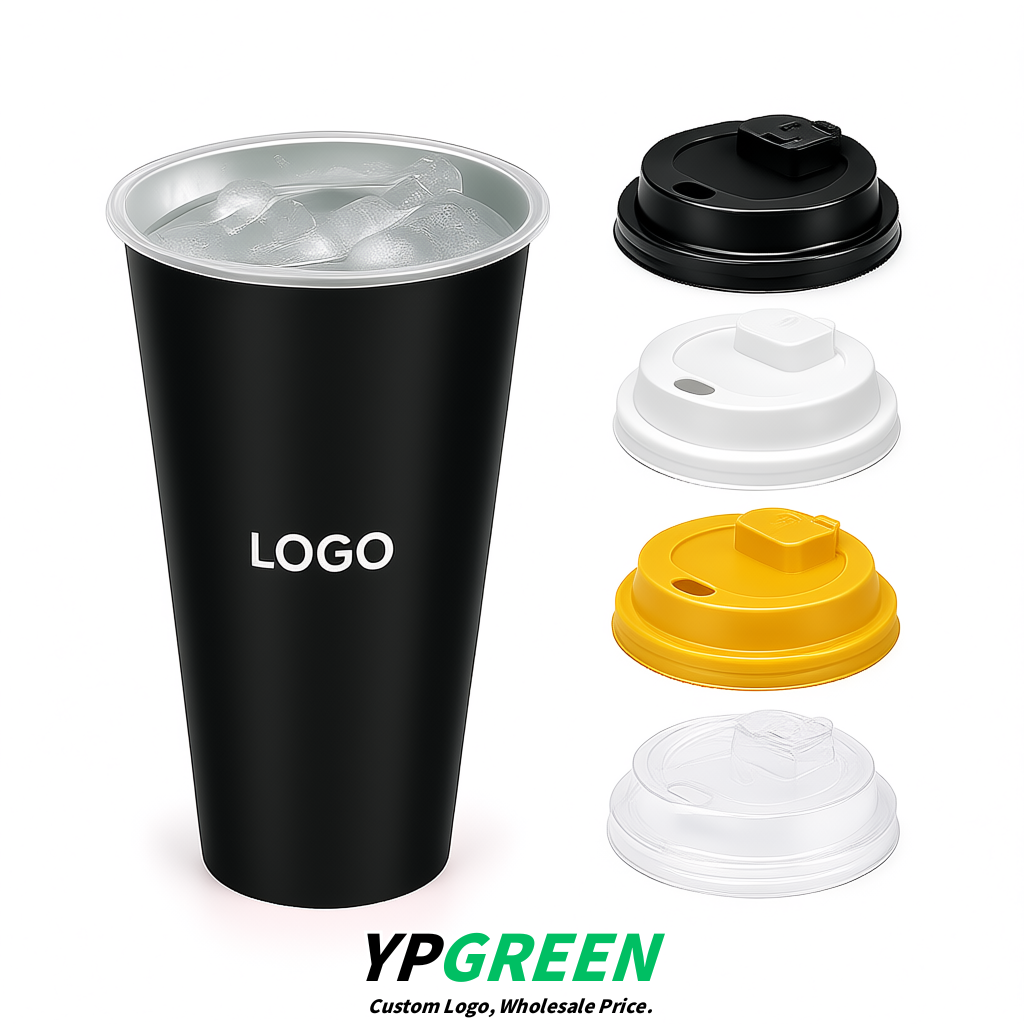Black Matte Metal Film In-mold Labeling PP Injection Cup For Hot & Cold Drink