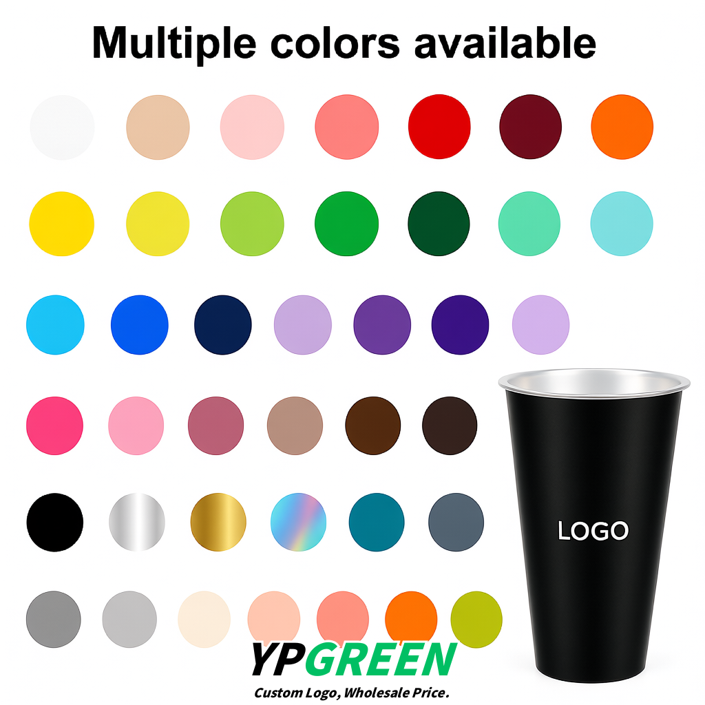 Black Matte Metal Film In-mold Labeling PP Injection Cup For Hot & Cold Drink