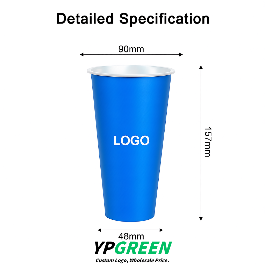Blue Matte Metal Film In-mold Labeling PP Injection Cup For Hot & Cold Drink