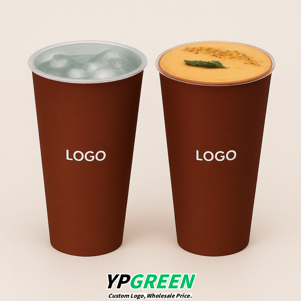Brick Red Matte Metal Film In-mold Labeling PP Injection Cup For Hot & Cold Drink