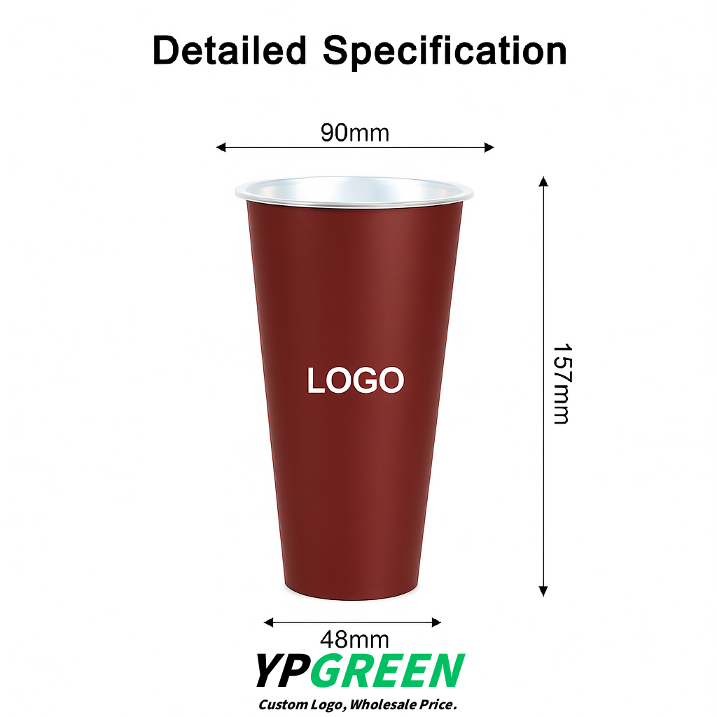 Brick Red Matte Metal Film In-mold Labeling PP Injection Cup For Hot & Cold Drink