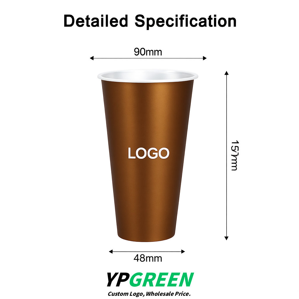 Bronze Matte Metal Film In-mold Labeling PP Injection Cup For Hot & Cold Drink