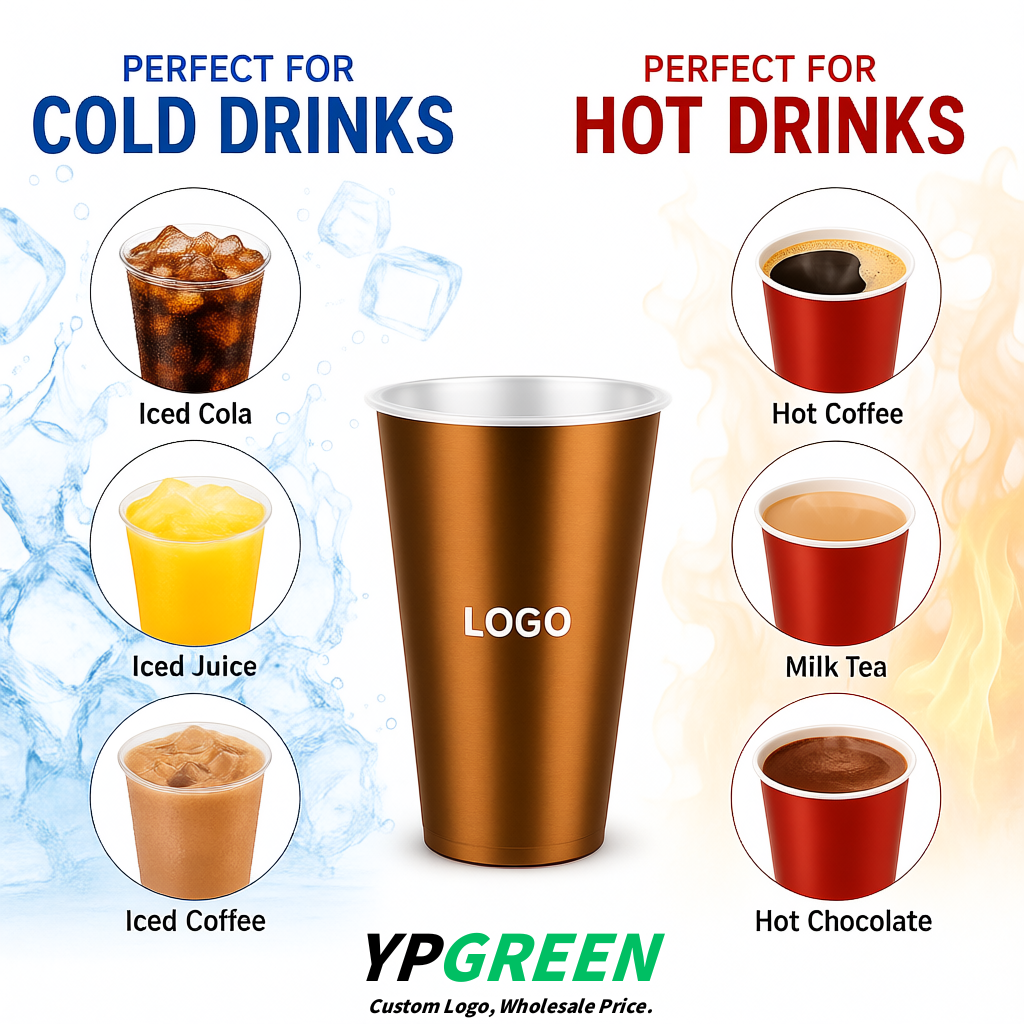 Bronze Matte Metal Film In-mold Labeling PP Injection Cup For Hot & Cold Drink