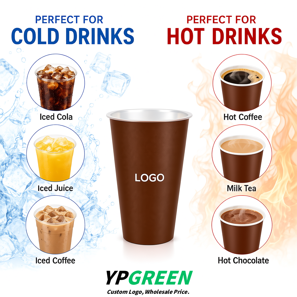 Brown Matte Metal Film In-mold Labeling PP Injection Cup For Hot & Cold Drink