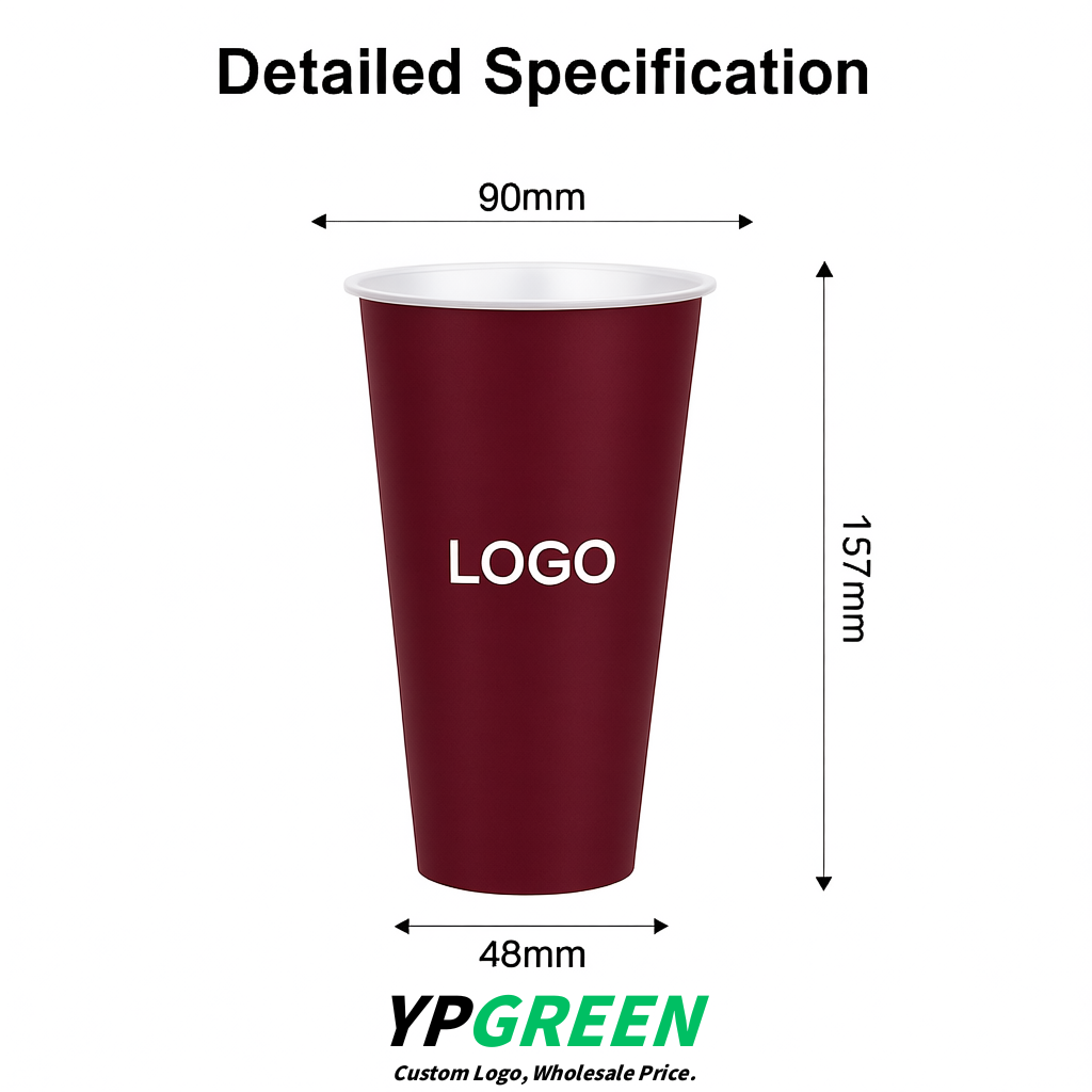 Burgundy Matte Metal Film In-mold Labeling PP Injection Cup For Hot & Cold Drink