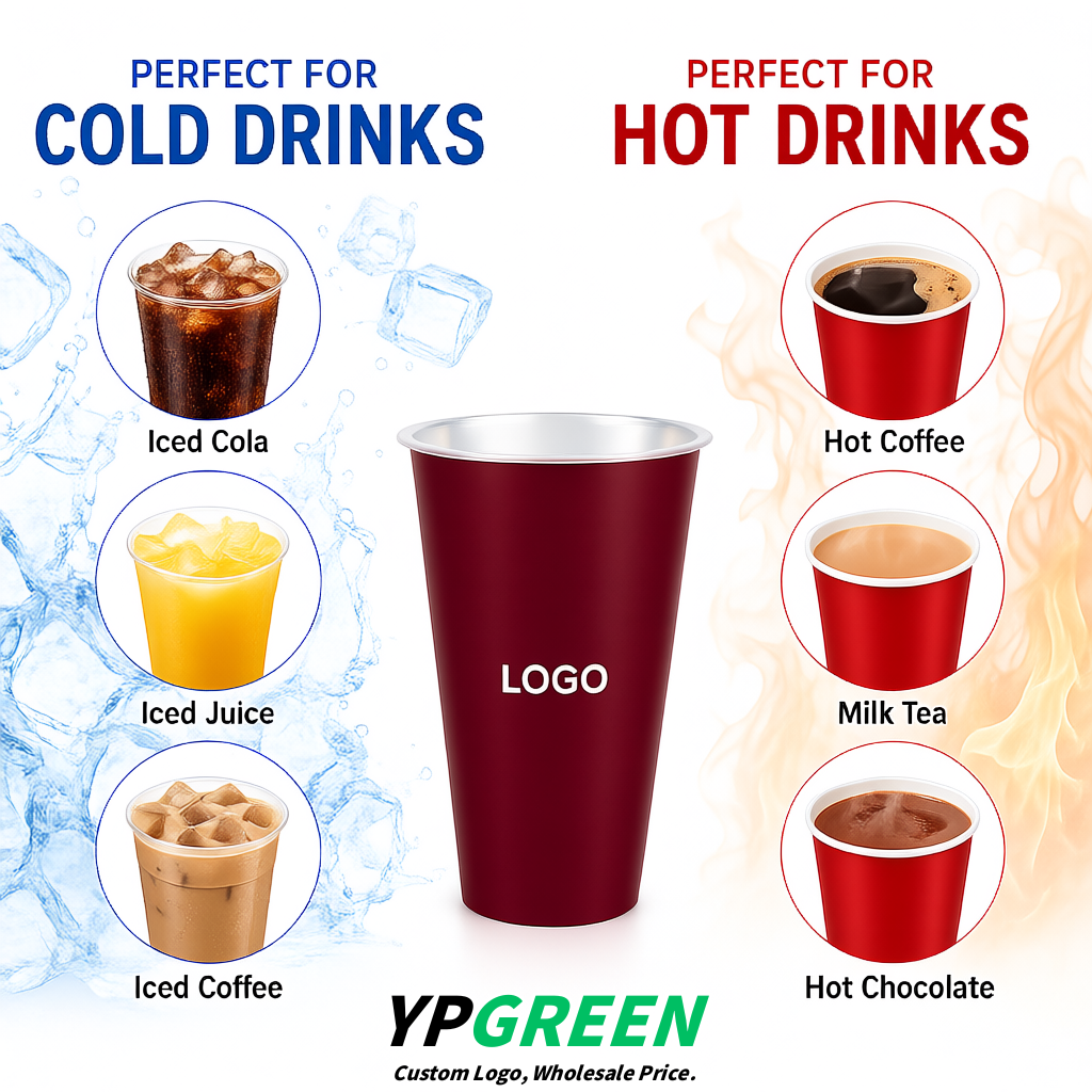 Burgundy Matte Metal Film In-mold Labeling PP Injection Cup For Hot & Cold Drink