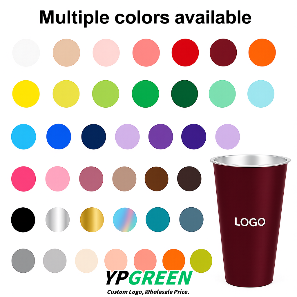 Burgundy Matte Metal Film In-mold Labeling PP Injection Cup For Hot & Cold Drink