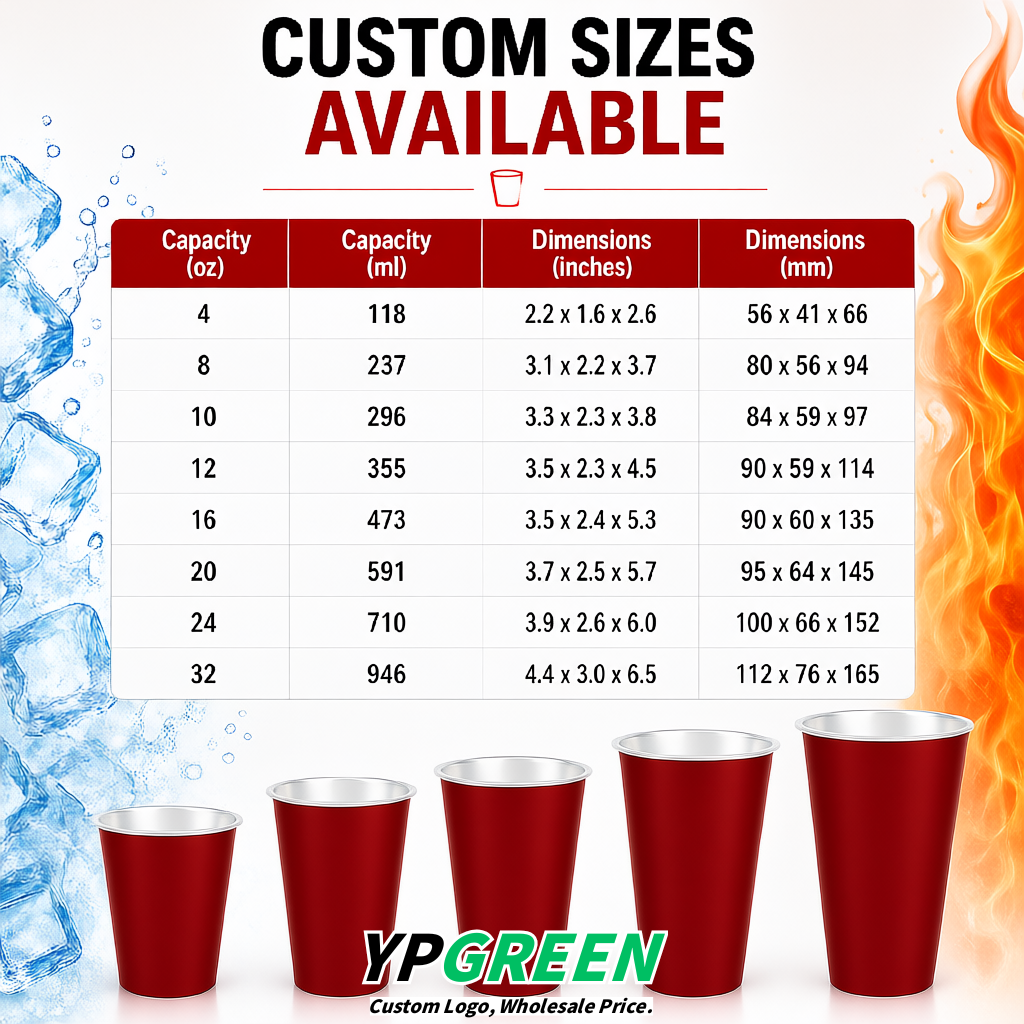 Carmine Matte Metal Film In-mold Labeling PP Injection Cup For Hot & Cold Drink