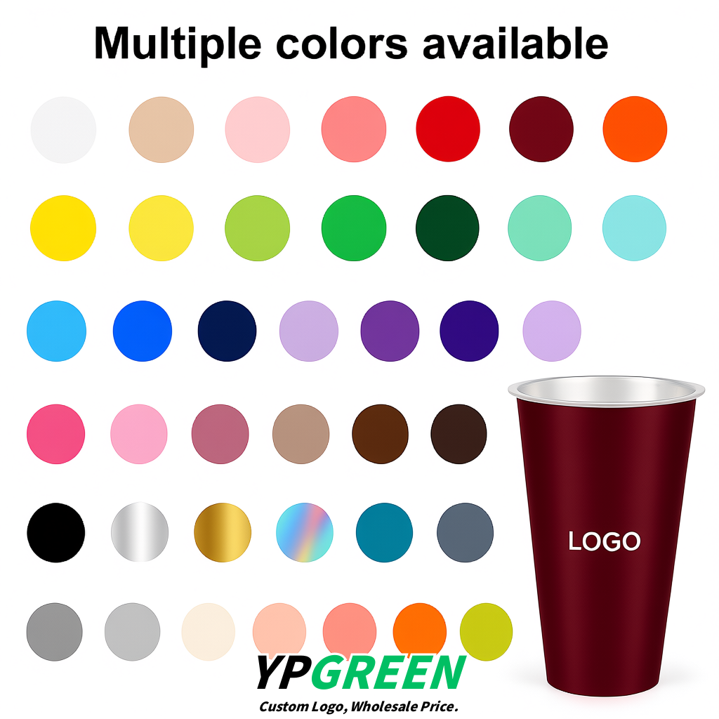 Carmine Matte Metal Film In-mold Labeling PP Injection Cup For Hot & Cold Drink