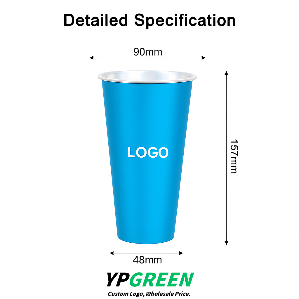 Cerulean Matte Metal Film In-mold Labeling PP Injection Cup For Hot & Cold Drink