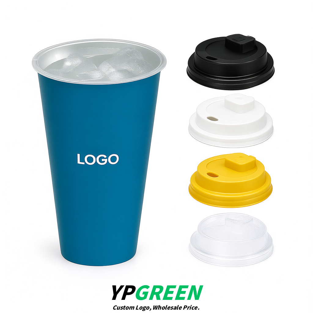 Cerulean Matte Metal Film In-mold Labeling PP Injection Cup For Hot & Cold Drink
