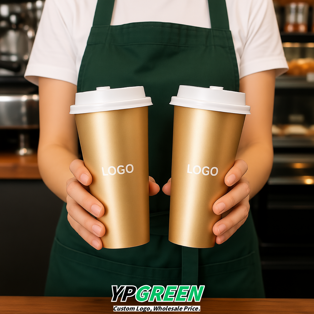 Champagne Matte Metal Film In-mold Labeling PP Injection Cup For Hot & Cold Drink