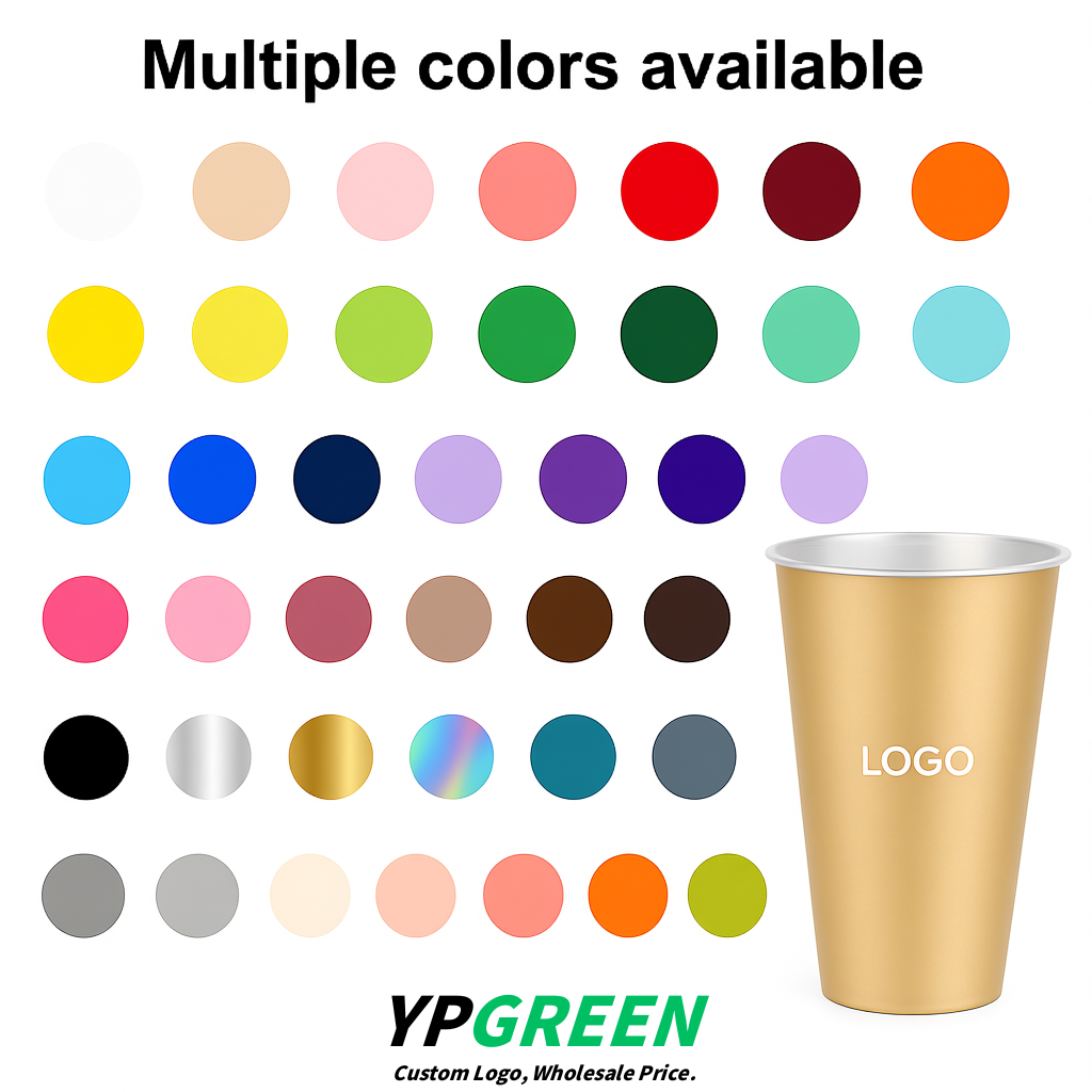Champagne Matte Metal Film In-mold Labeling PP Injection Cup For Hot & Cold Drink