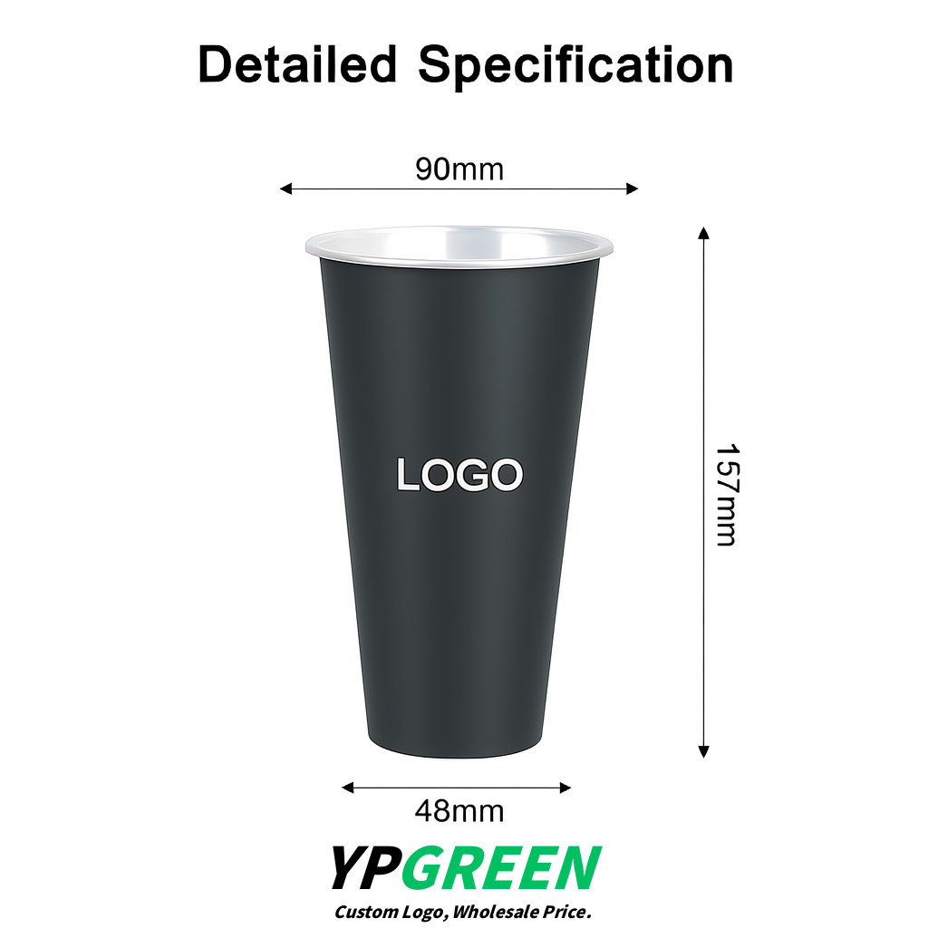 Charcoal Matte Metal Film In-mold Labeling PP Injection Cup For Hot & Cold Drink