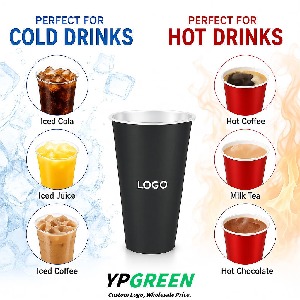 Charcoal Matte Metal Film In-mold Labeling PP Injection Cup For Hot & Cold Drink