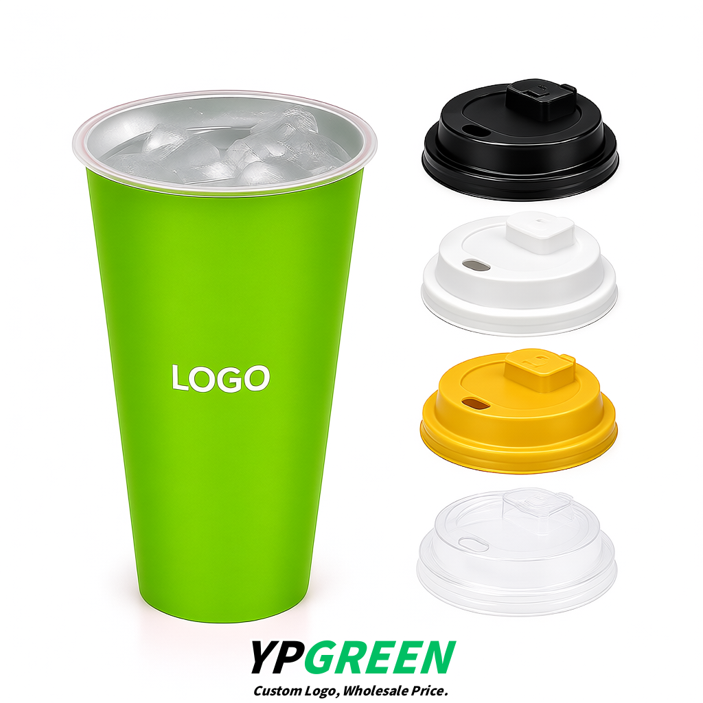 Chartreuse Matte Metal Film In-mold Labeling PP Injection Cup For Hot & Cold Drink