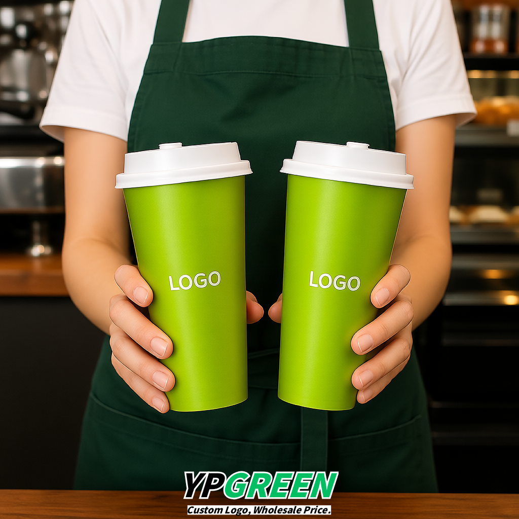 Chartreuse Matte Metal Film In-mold Labeling PP Injection Cup For Hot & Cold Drink