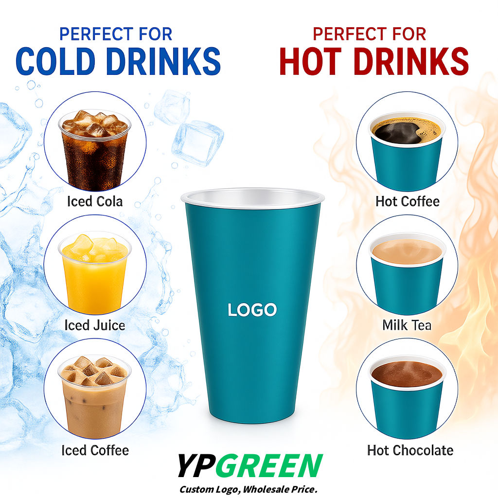 Cyan Matte Metal Film In-mold Labeling PP Injection Cup For Hot & Cold Drink
