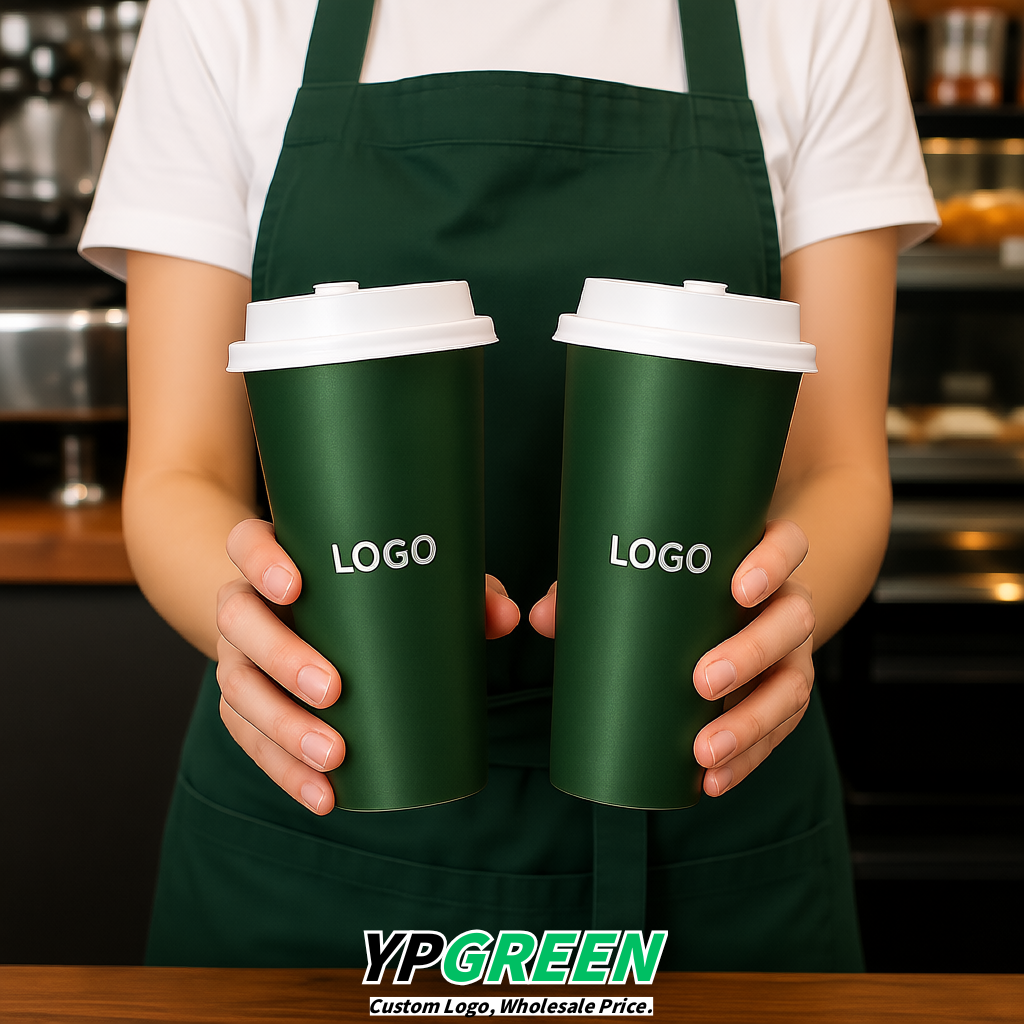 Dark Green Matte Metal Film In-mold Labeling PP Injection Cup For Hot & Cold Drink