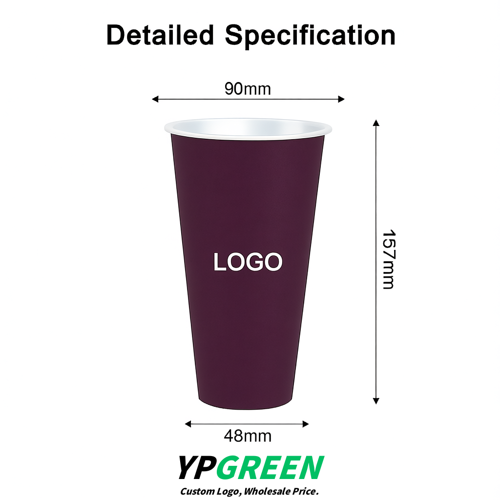 Dark Violet Matte Metal Film In-mold Labeling PP Injection Cup For Hot & Cold Drink