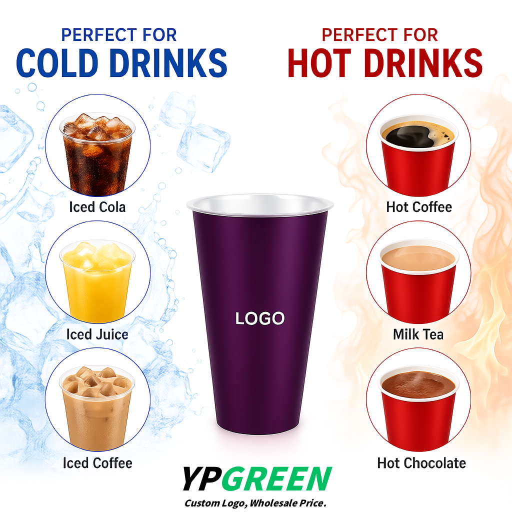 Dark Violet Matte Metal Film In-mold Labeling PP Injection Cup For Hot & Cold Drink