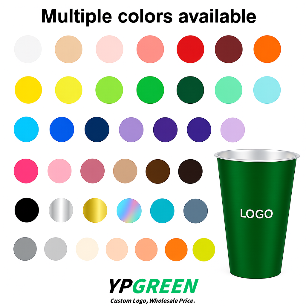 Emerald Green Matte Metal Film In-mold Labeling PP Injection Cup For Hot & Cold Drink
