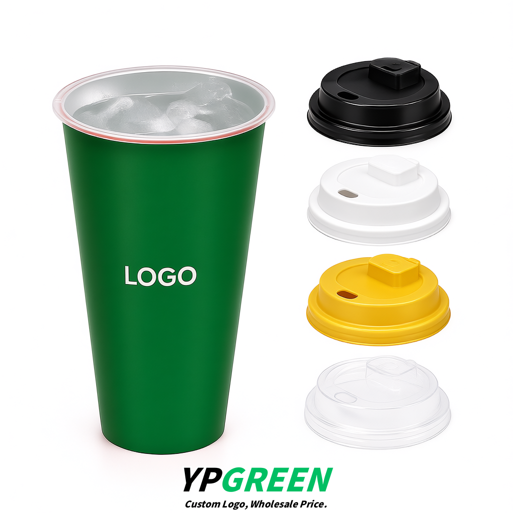 Emerald Green Matte Metal Film In-mold Labeling PP Injection Cup For Hot & Cold Drink