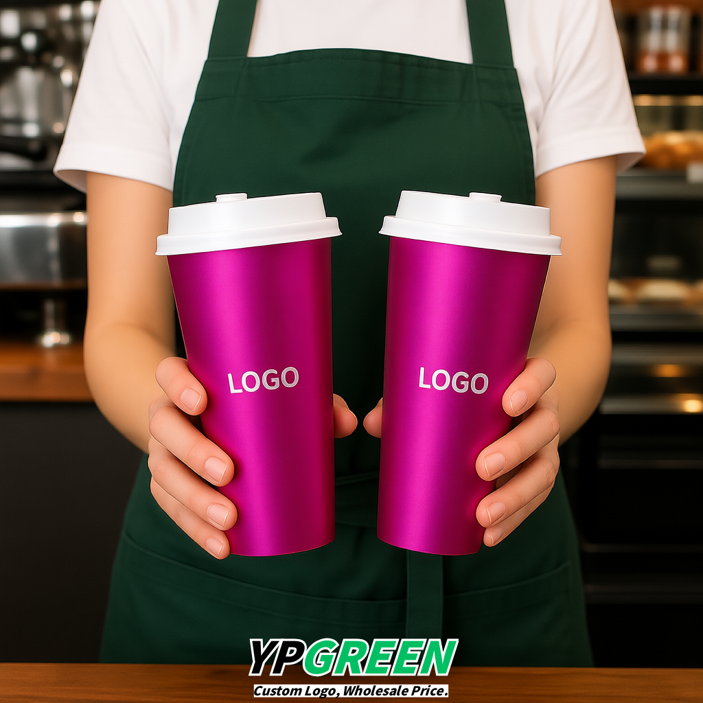 Fuchsia Matte Metal Film In-mold Labeling PP Injection Cup For Hot & Cold Drink