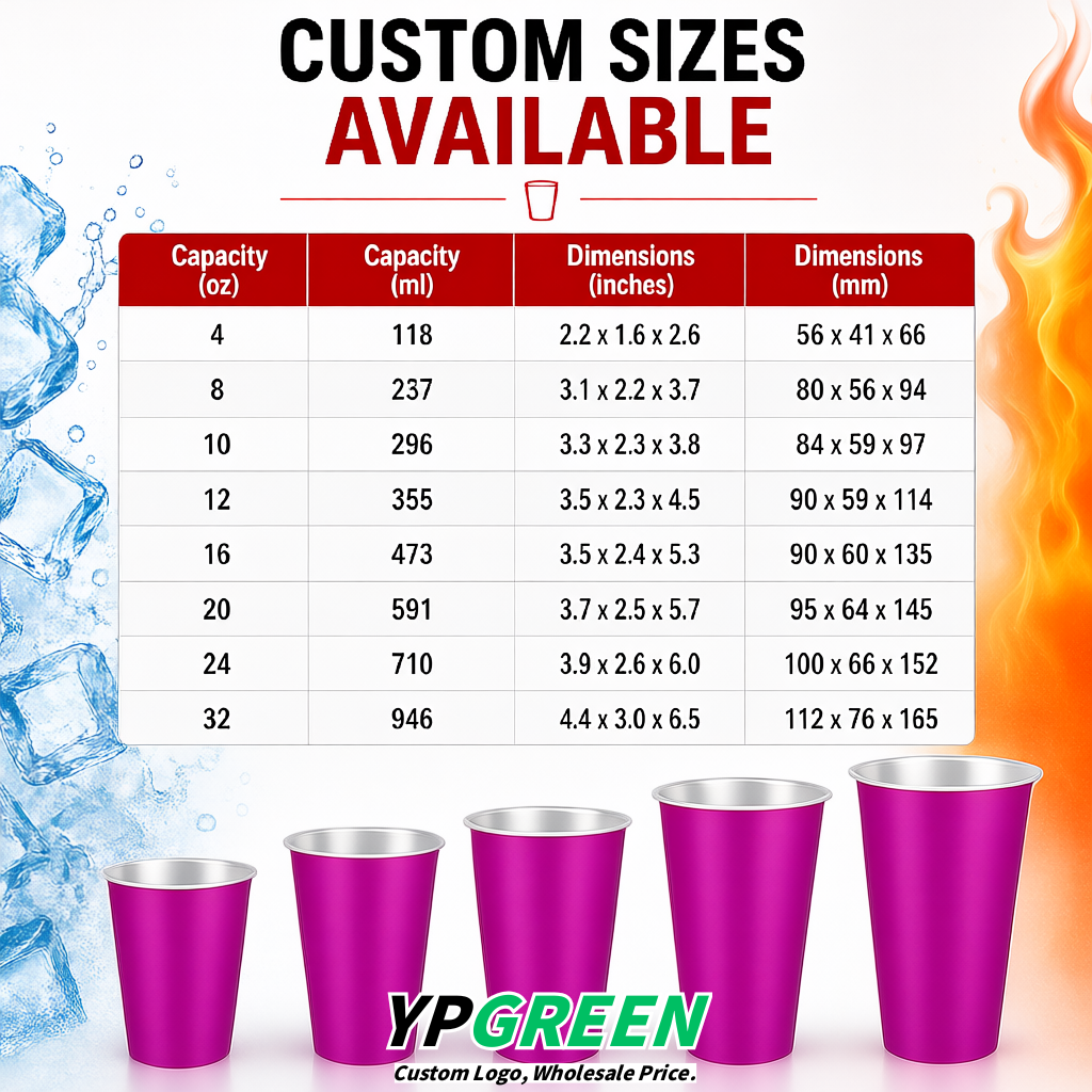 Fuchsia Matte Metal Film In-mold Labeling PP Injection Cup For Hot & Cold Drink