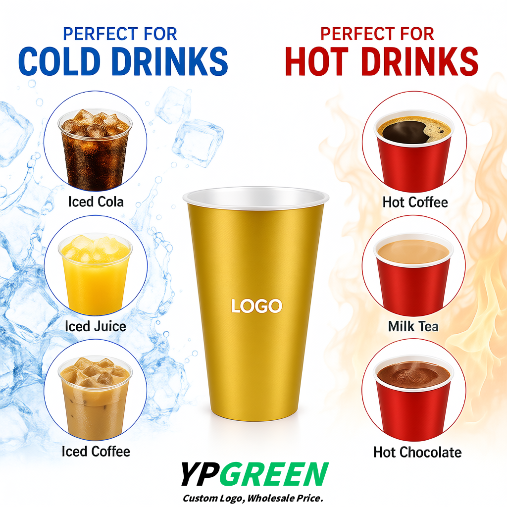 Gold Matte Metal Film In-mold Labeling PP Injection Cup For Hot & Cold Drink Gold Matte Metal Film In-mold Labeling PP Injection Cup For Hot & Cold Drink