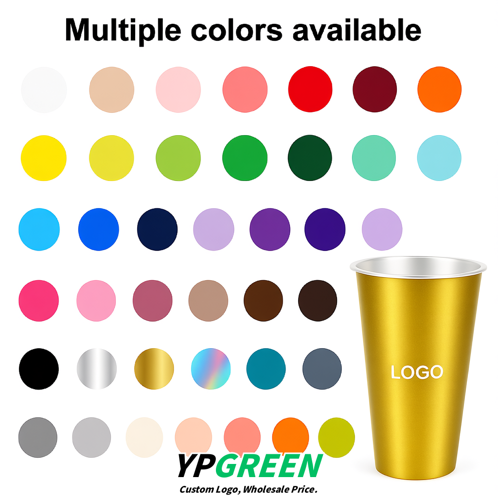 Gold Matte Metal Film In-mold Labeling PP Injection Cup For Hot & Cold Drink