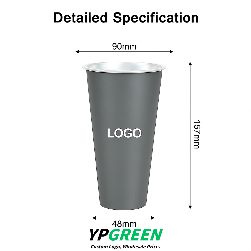 Gray Matte Metal Film In-mold Labeling PP Injection Cup For Hot & Cold Drink
