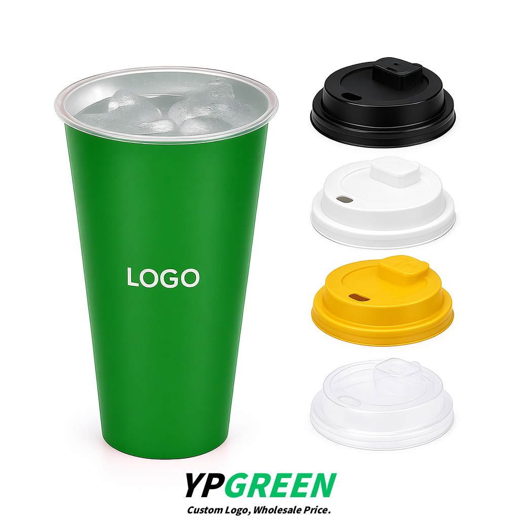 Green Matte Metal Film In-mold Labeling PP Injection Cup For Hot & Cold Drink